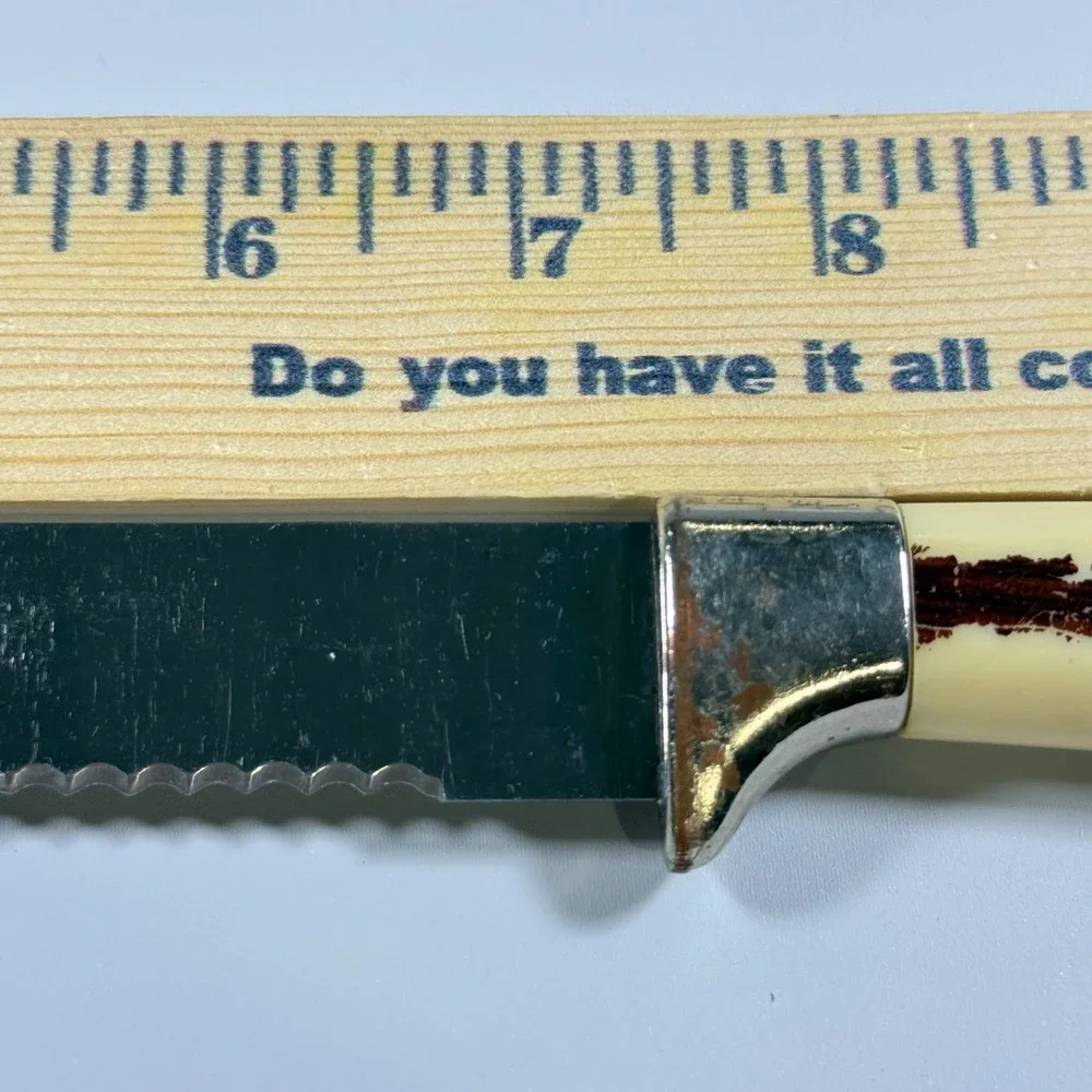 VTG Regent Sheffield Serrated Bread Knife Kitchen Tool Cream Faux‎ Stag England